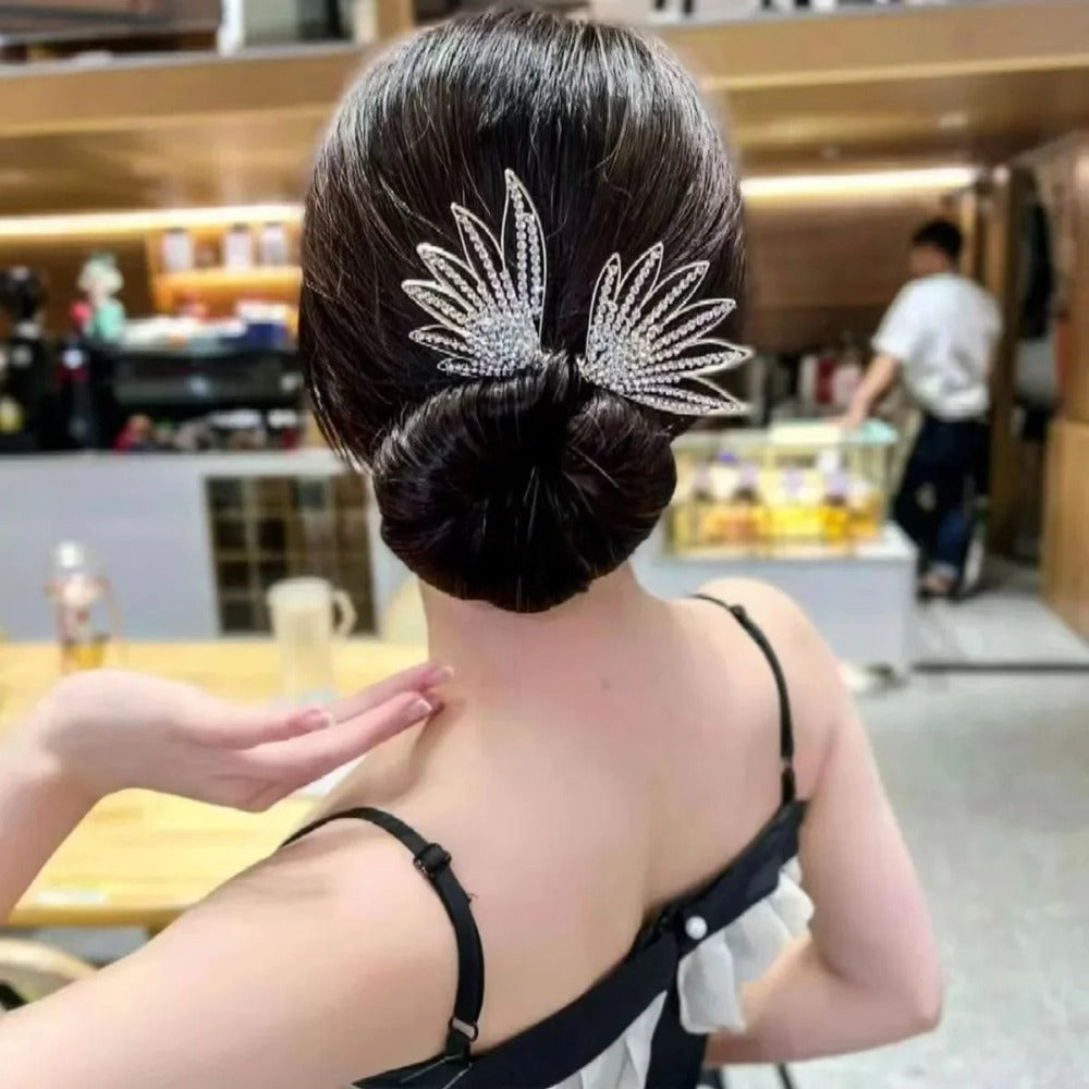 Crystal Feather Hair Clips