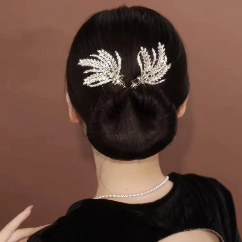 Crystal Feather Hair Clips