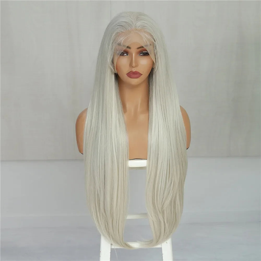 Long And Straight Lace Front Synthetic Wigs