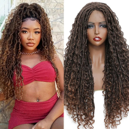 Long Curly Braids Lace Front Wigs