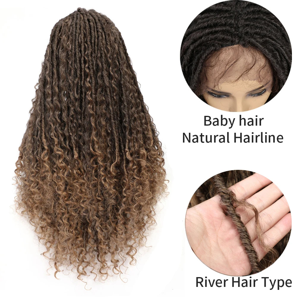 Long Curly Braids Lace Front Wigs