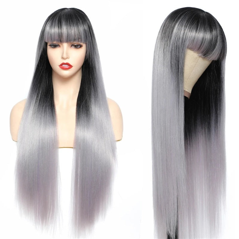 Long Straight Wig With Bangs