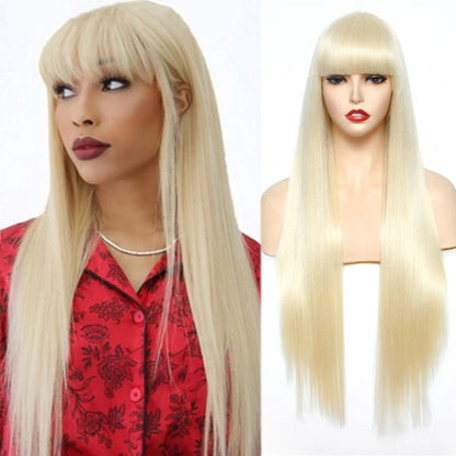 Long Straight Wig With Bangs