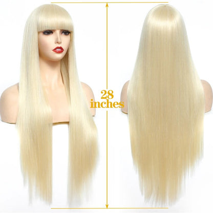 Long Straight Wig With Bangs