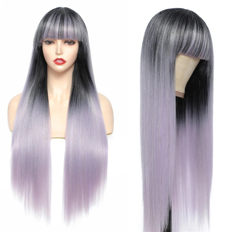 Long Straight Wig With Bangs