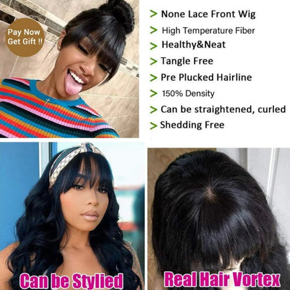 Long Straight Wig With Bangs