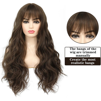 Natural Wavy Textured Wig With Bangs