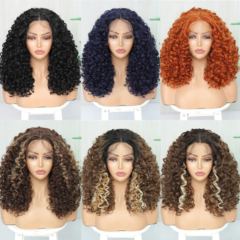 Swiss Lace Front Fluffy Curly Wigs