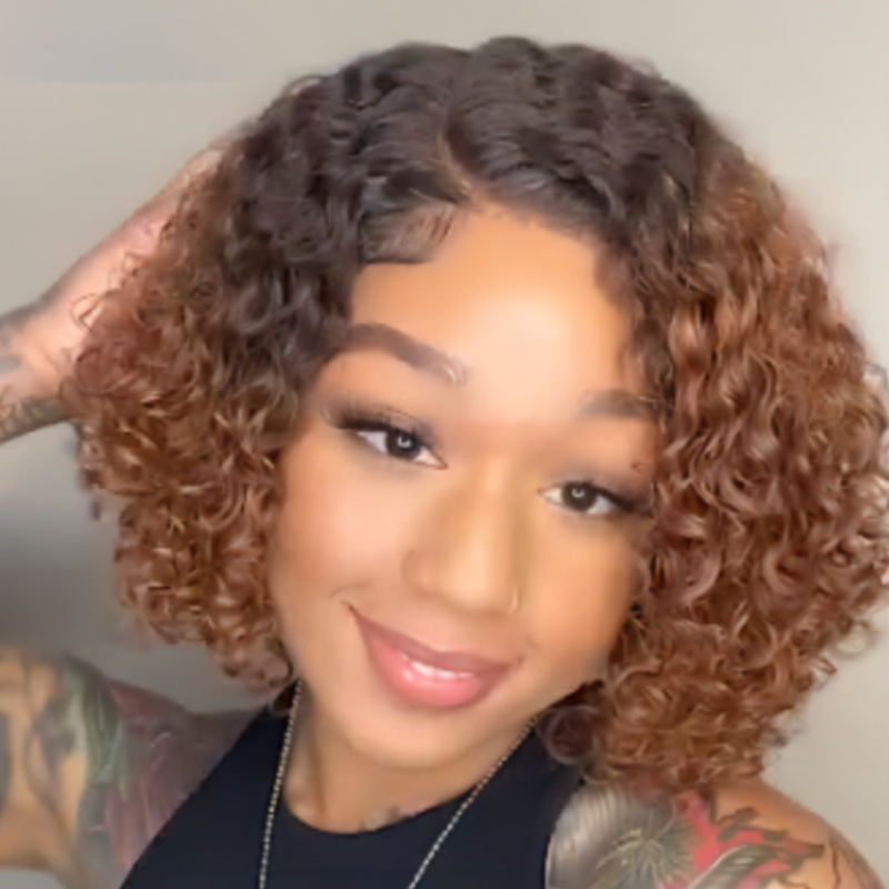 Water Wave Brazilian Curly Bob Frontal Wig